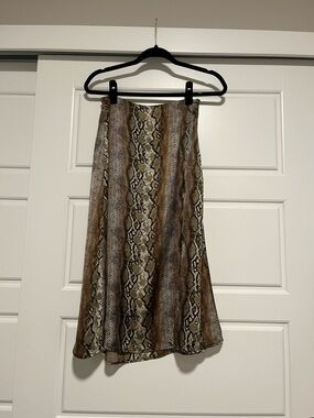 free press Snake-Print Midi Skirt in Brown and Cream